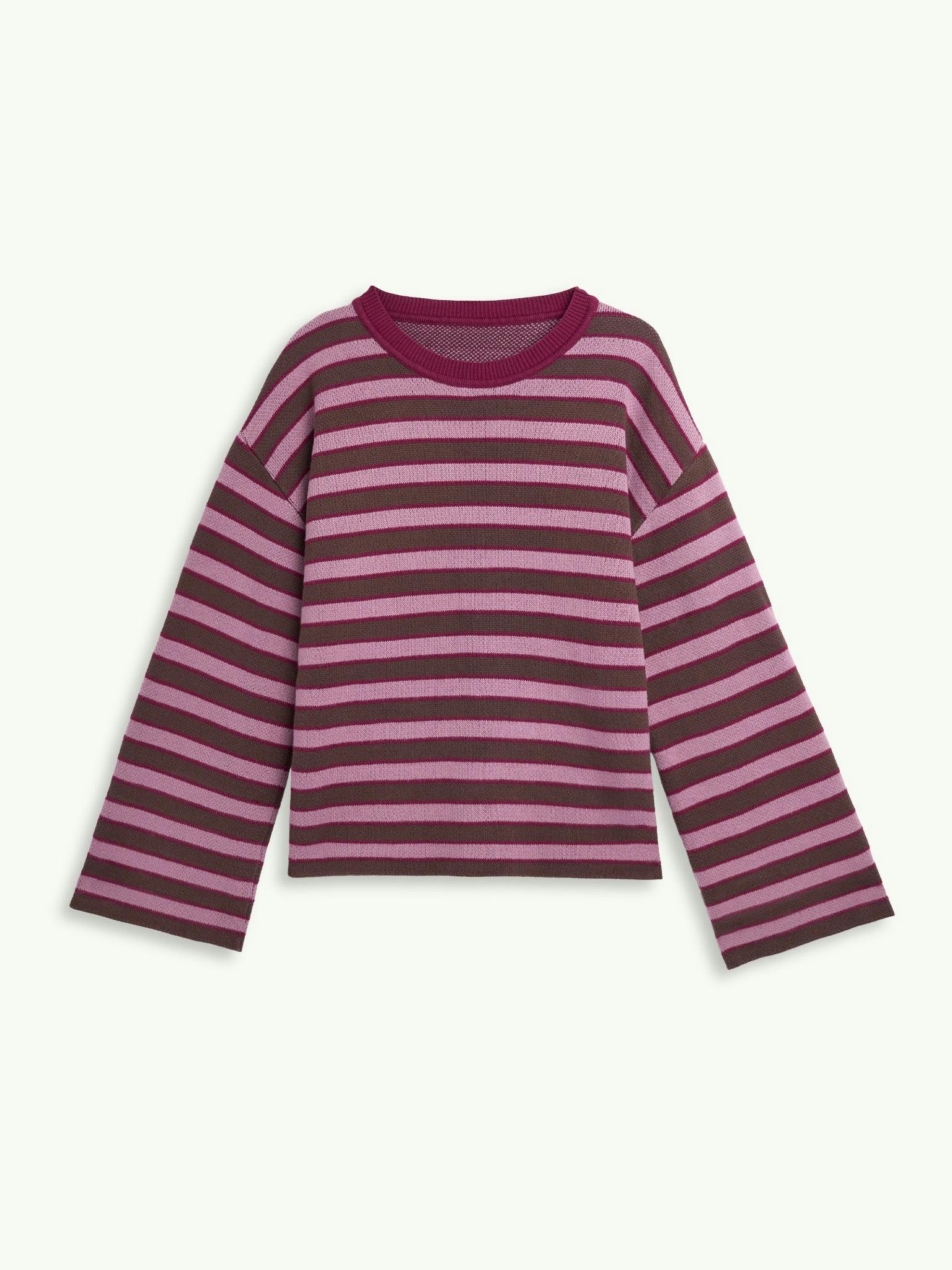 women's cotton sweater - berry stripes