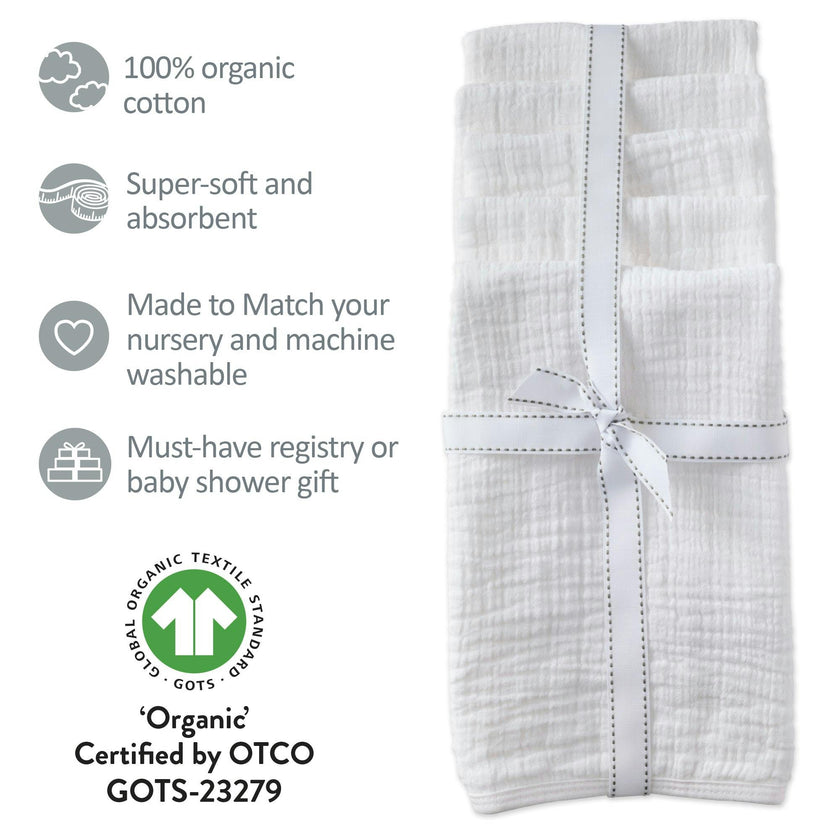 RILEY 5-Pack Crinkle Muslin Burp Cloths