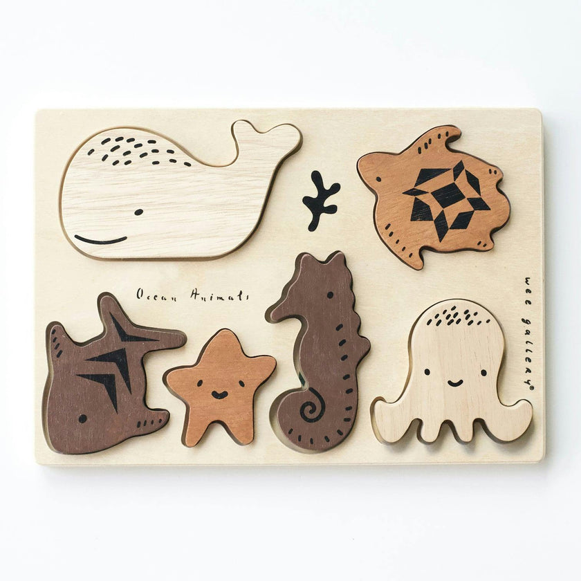 WOODEN TRAY PUZZLE - OCEAN ANIMALS - 2ND EDITION