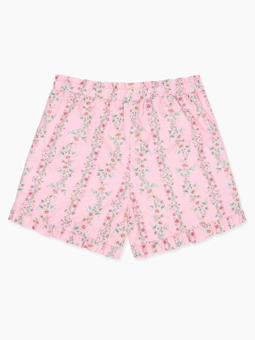 Pink Garland Flores Cotton Girl Shorts