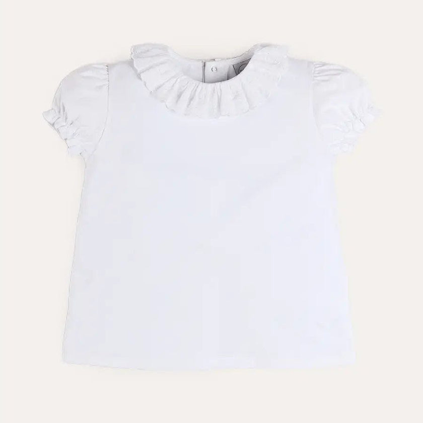 Broderie Anglaise Frill Collar Top in White (2-12yrs)