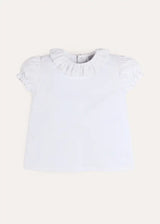 Broderie Anglaise Frill Collar Top in White (2-12yrs)