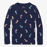 Kids organic PJ top in rainbow candy canes