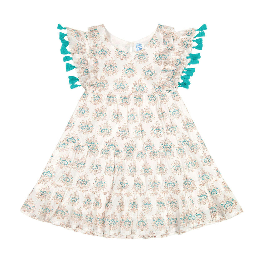 Sophie Girls Tassel Dress Aqua Rhapsody, Aqua