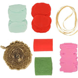 Packed Party Holiday Hues Crepe Paper Streamer Backdrop Kit - 6 Colors of 72-Inch Crepe Paper Rolls with 60-Inch Gold Satin Ribbon for Holiday Photo Walls