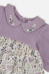 Organic Cotton Dress And Legging Set Beige With Heart Print