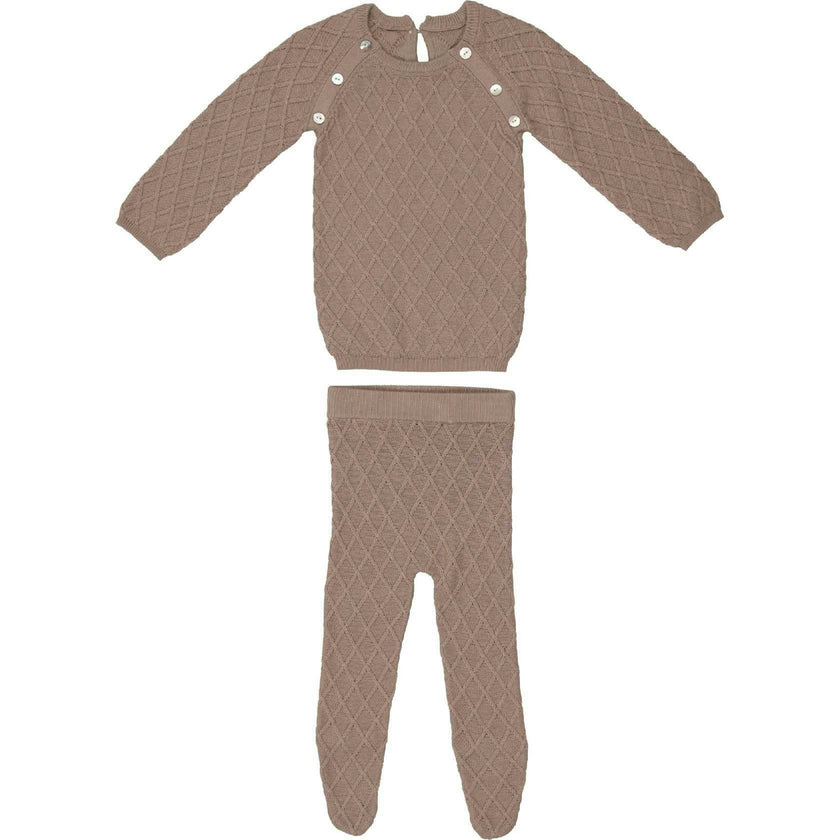 Diamond Knit Shoulder Snap Long Sleeve Sweater & Pant 2-Piece 2-Piece Set