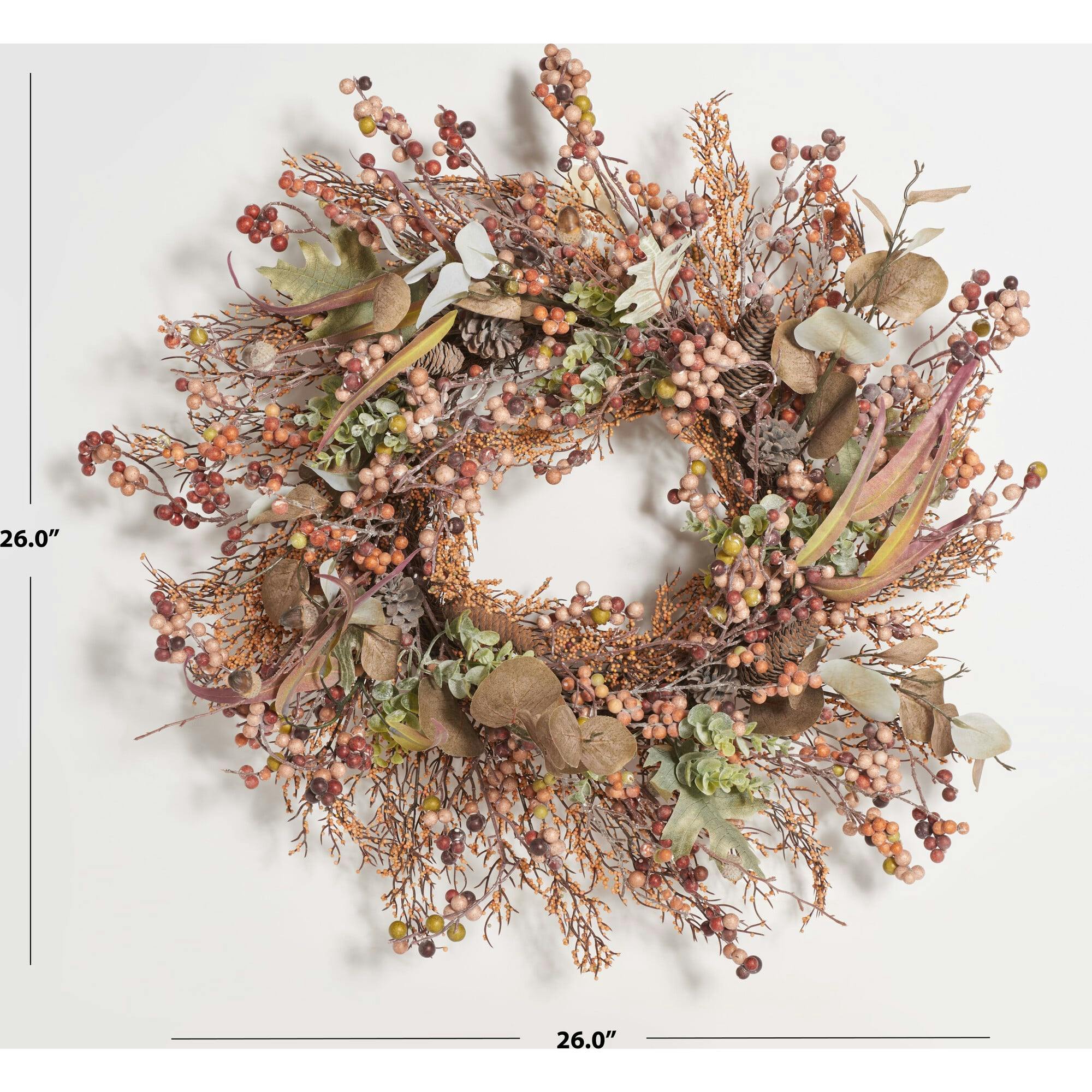 Faux 26 Inch Berry & Acorn Wreath