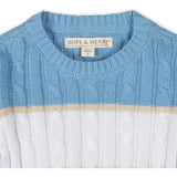 Organic Cable Crewneck Pullover Sweater, Blue