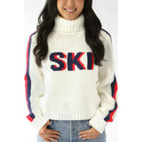 Women's Retro Ski Knit Cropped Turtleneck Sweater