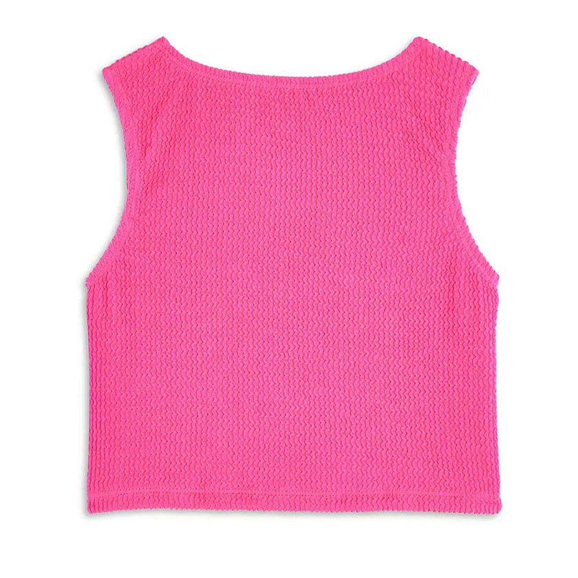 Crinkle Cropped Tank Top - Fuchsia