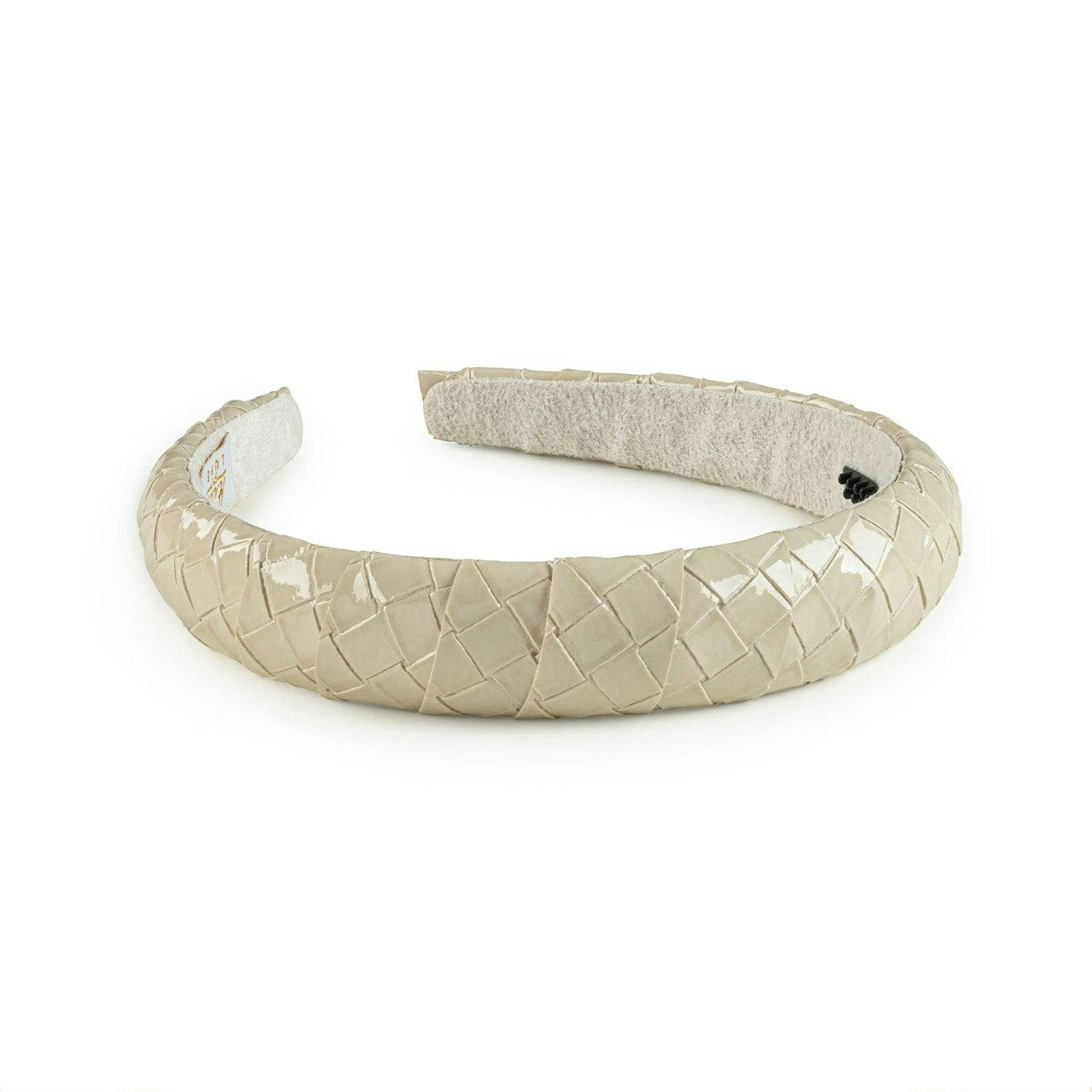 Halo Luxe Poppy Braided Woven Patent Headband - Sand