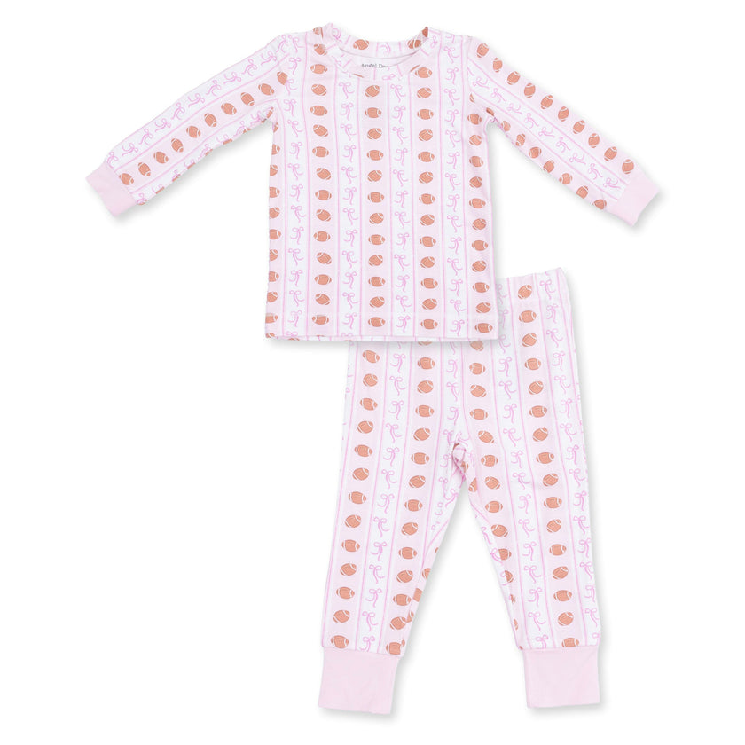 Football Bow Stripe - Long Sleeve Loungewear Set