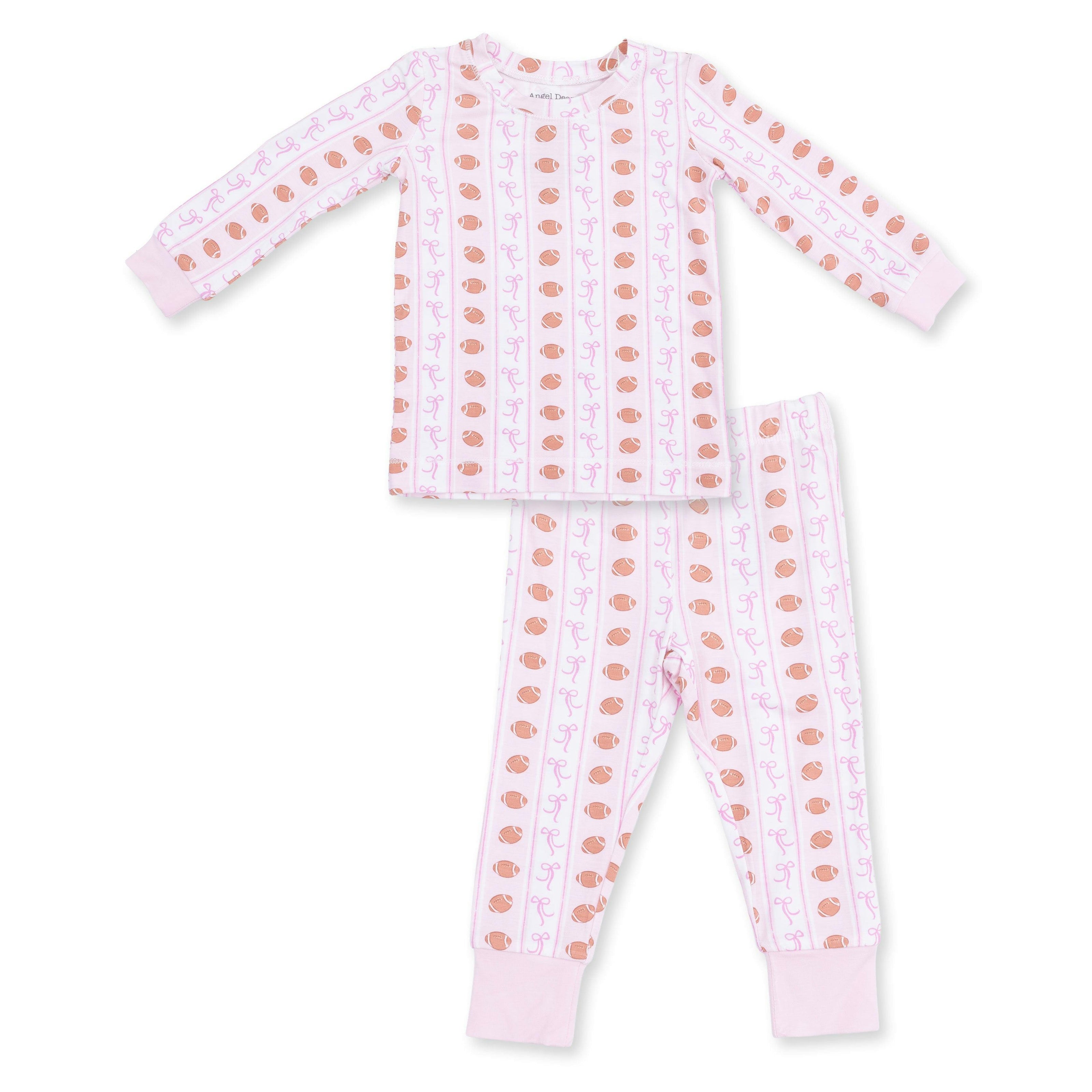 Football Bow Stripe - Long Sleeve Loungewear Set