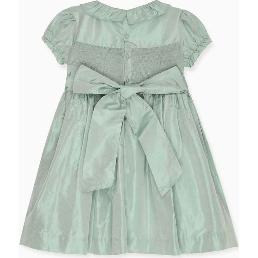 Sage Verity Silk Ceremony Girl Hand-Smocked Dress