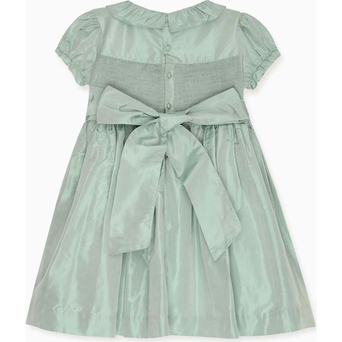 Sage Verity Silk Ceremony Girl Hand-Smocked Dress
