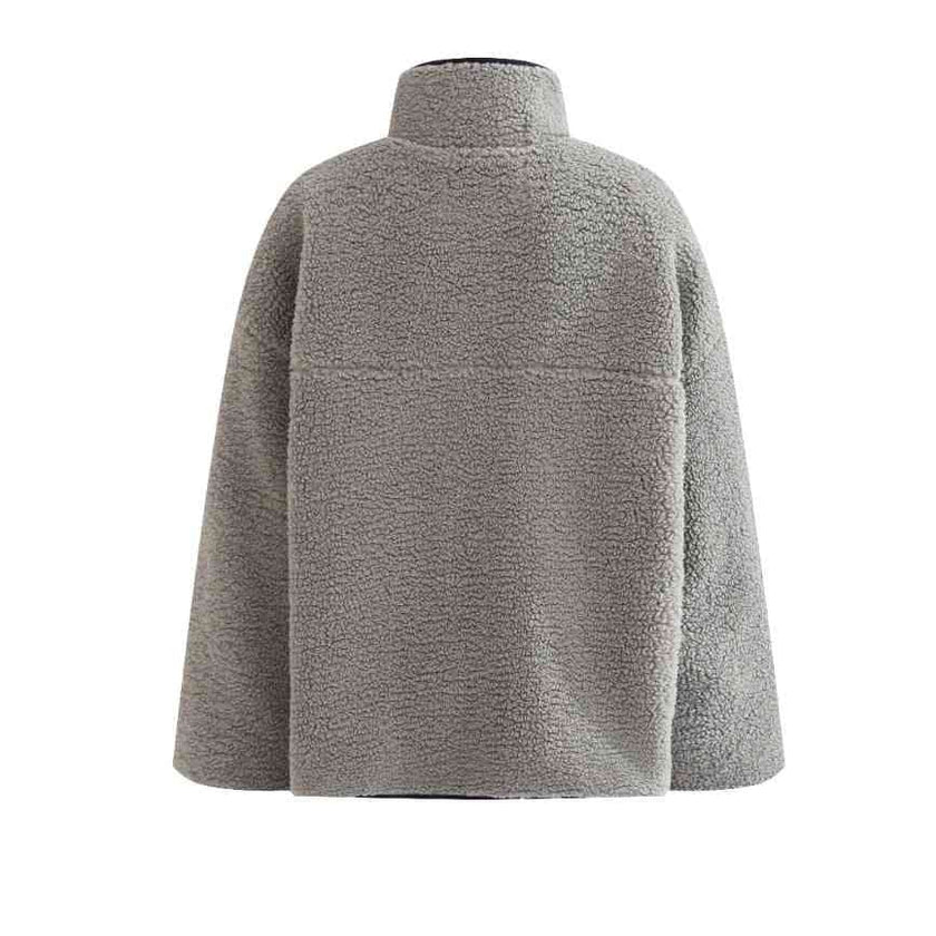Gray Sherpa Fleece Pullover