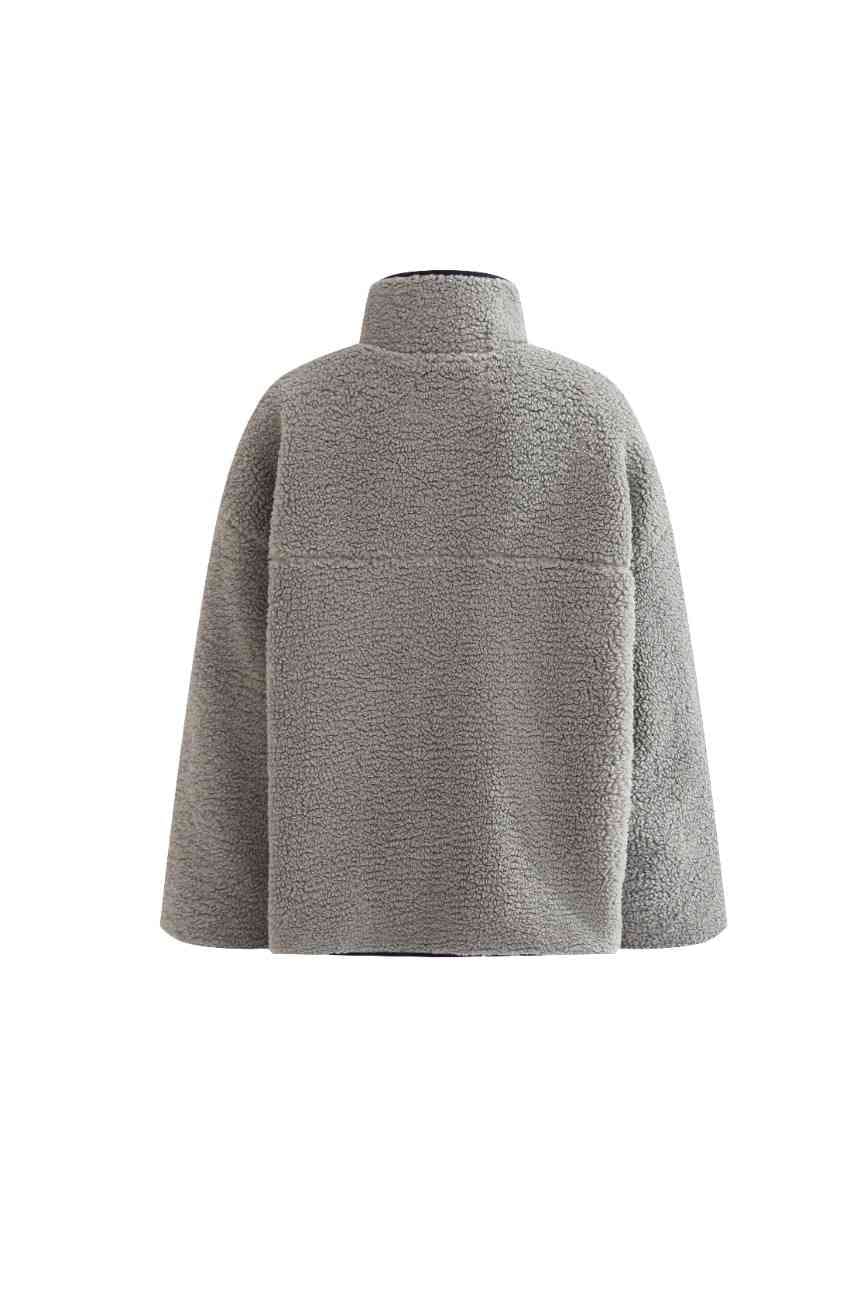 Gray Sherpa Fleece Pullover