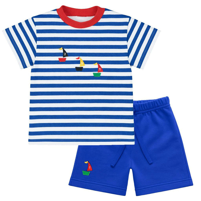 Knit Short Set With Sailboats