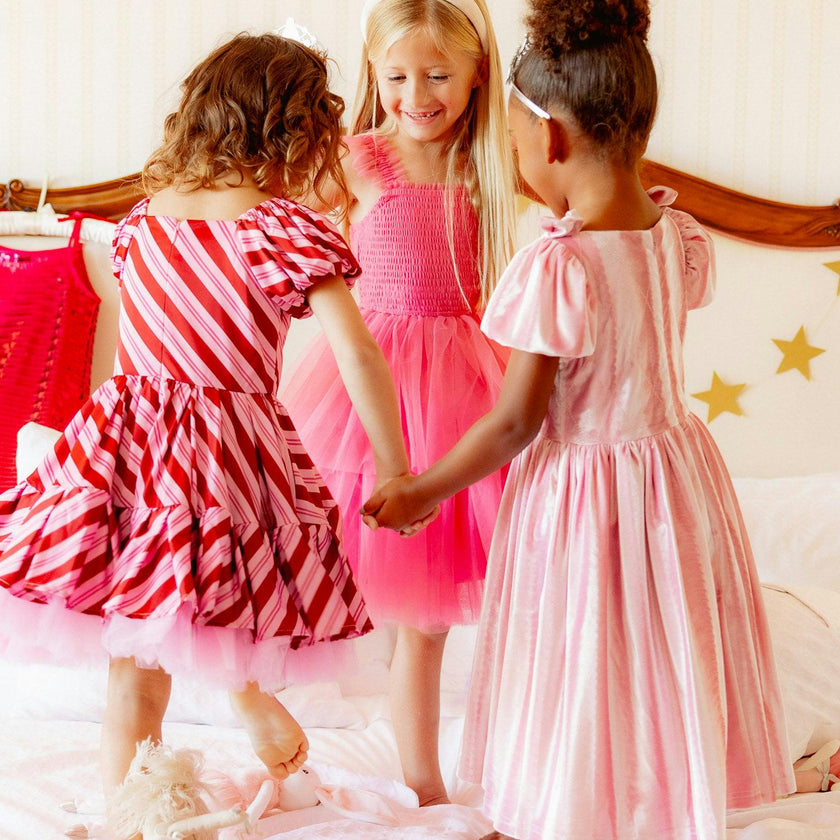 Mini Tiara Dress in Pink Velvet