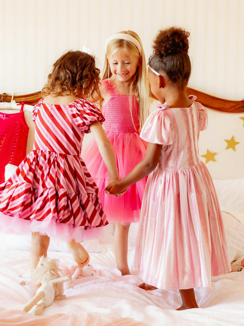 Mini Tiara Dress in Pink Velvet