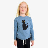Kids long sleeve black cat tee