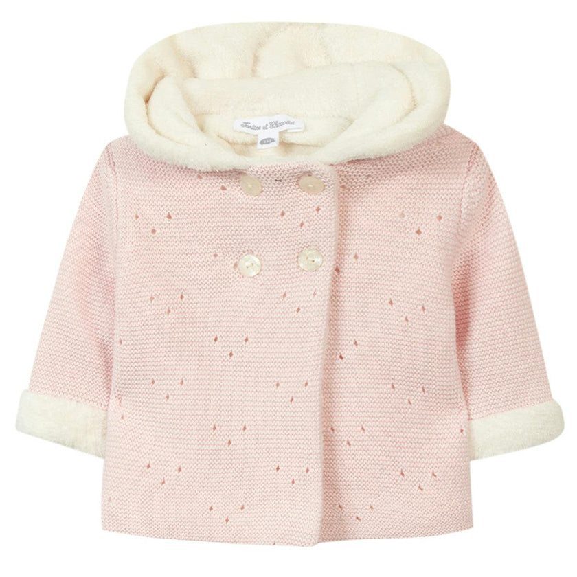 Faux-Fur Lined Zip-Up Knit Jacket