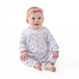 Anna Floral Stripe - Smocked Long Sleeve Romper