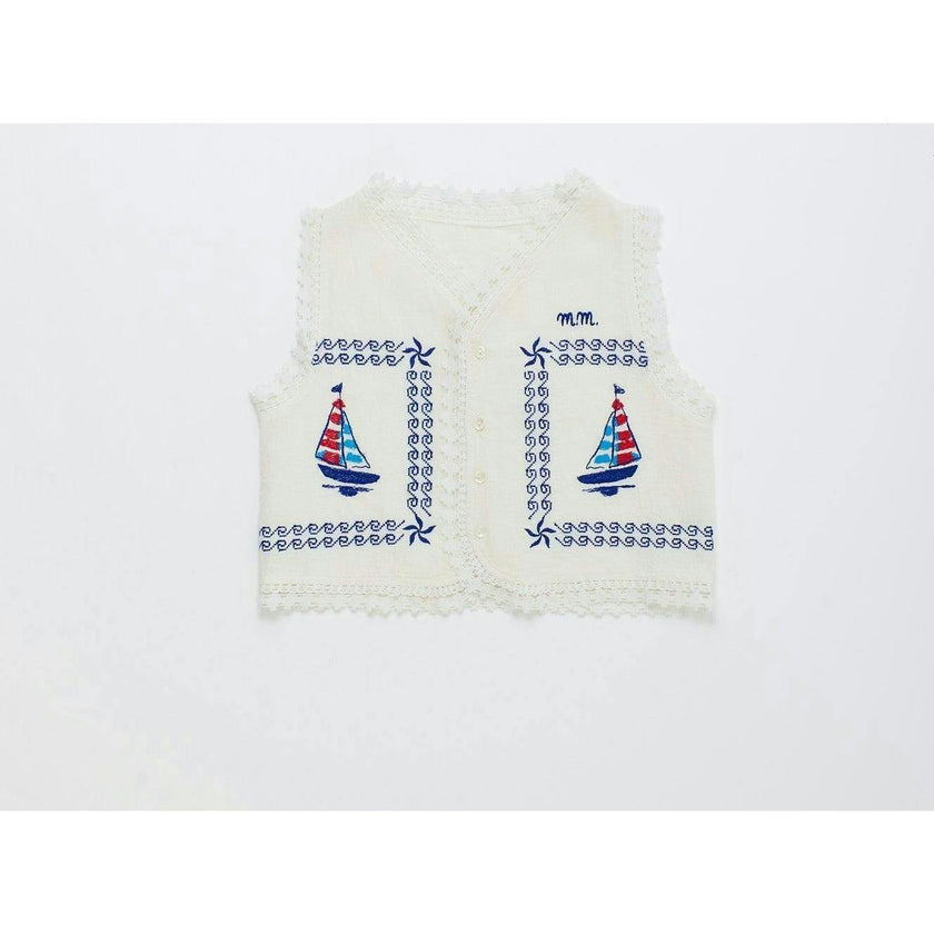 BARCOS EMBROIDERED VEST TOP WHITE