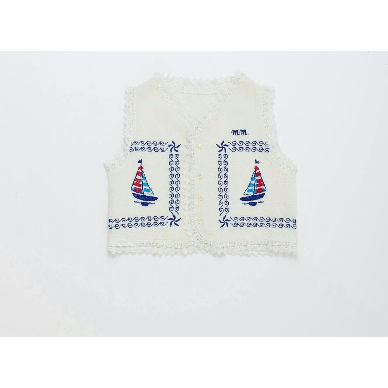 BARCOS EMBROIDERED VEST TOP WHITE
