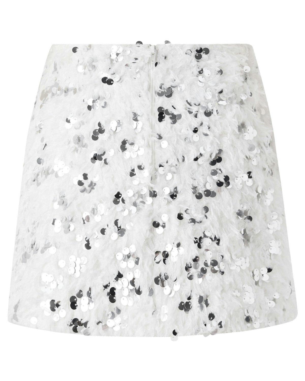 Chrissy Feather Sequin Mini Skirt
