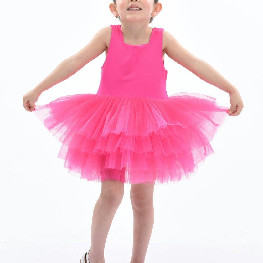 Pink Rouge Solid Tutu Dress