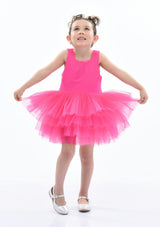 Pink Rouge Solid Tutu Dress