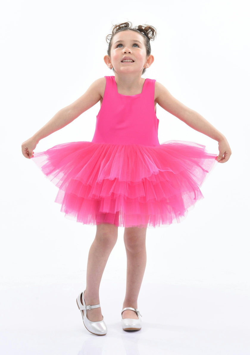 Pink Rouge Solid Tutu Dress