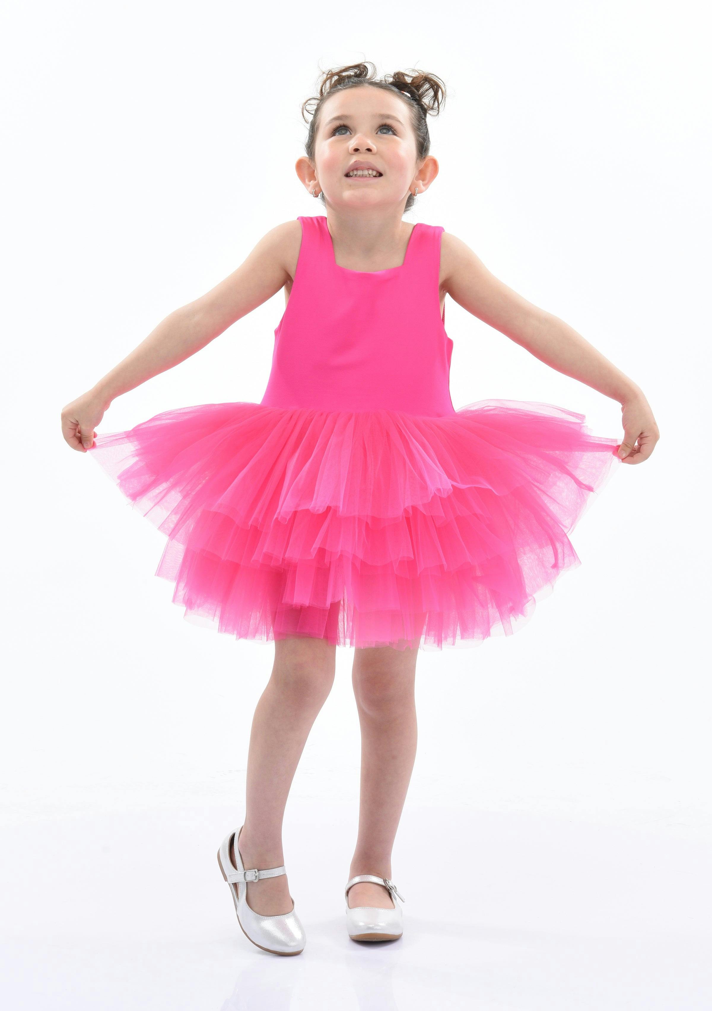 Pink Rouge Solid Tutu Dress