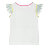 White Lola Print Ruffle T-Shirt