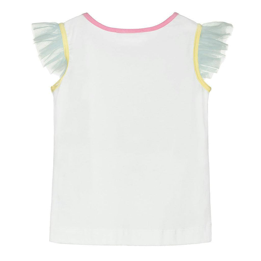 White Lola Print Ruffle T-Shirt