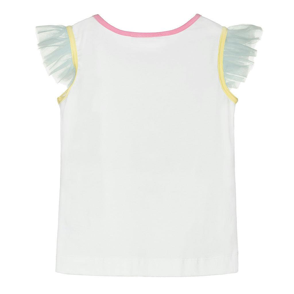 White Lola Print Ruffle T-Shirt