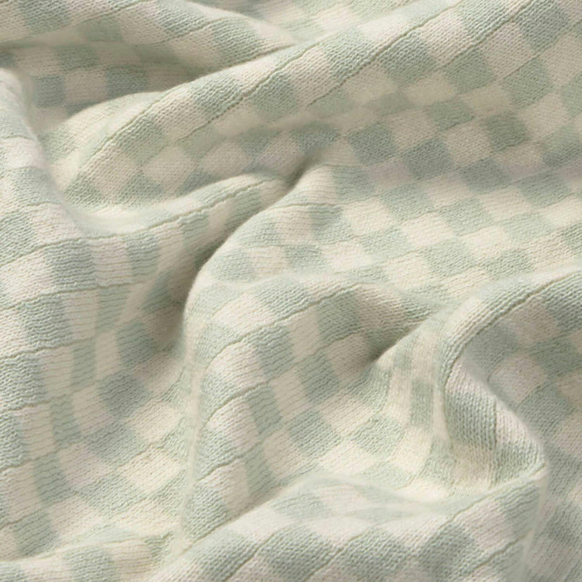 Knitted Blanket Tiles Blue Sage