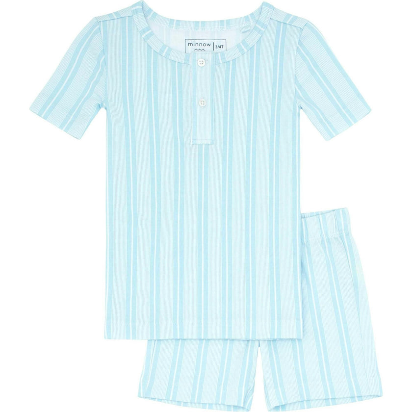 Unisex Pima Striped Shirt & Short Pajamas Set