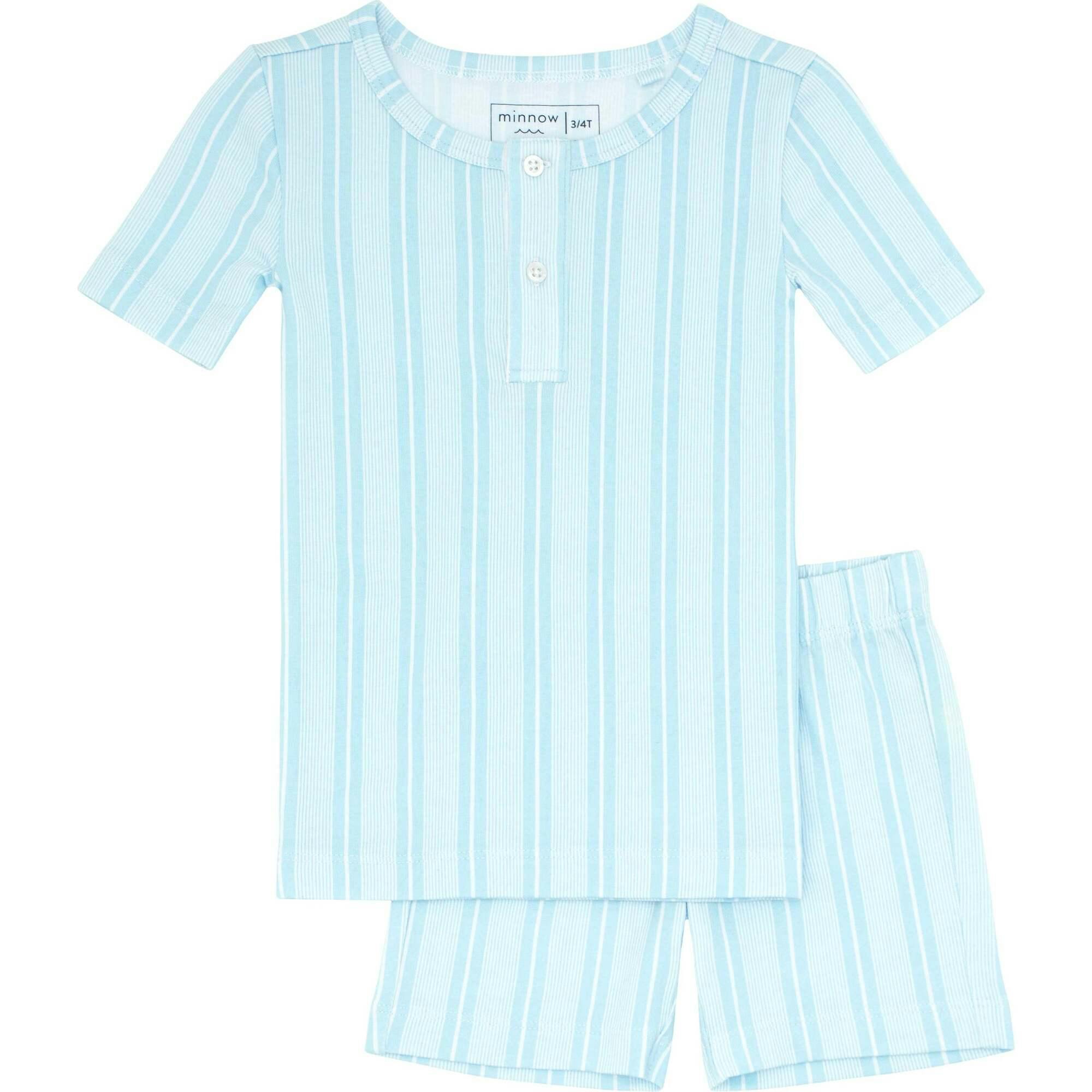 Unisex Pima Striped Shirt & Short Pajamas Set