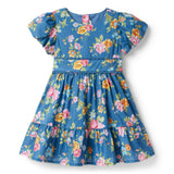 The Floral Puff Sleeve Dress, blue