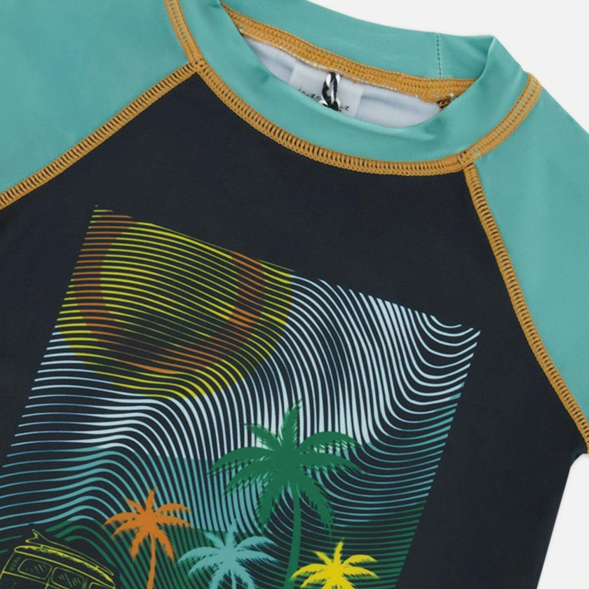 Short Sleeve Rashguard With Print Black