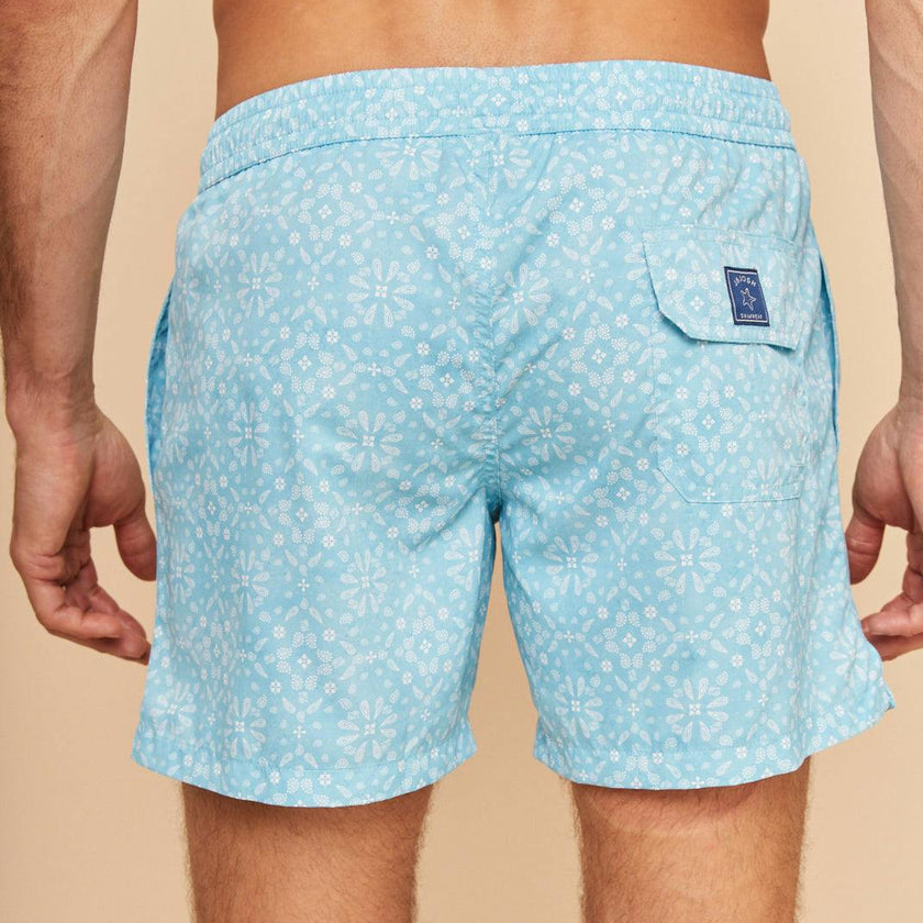 Sky Blue Bandana Men's Swim Shorts