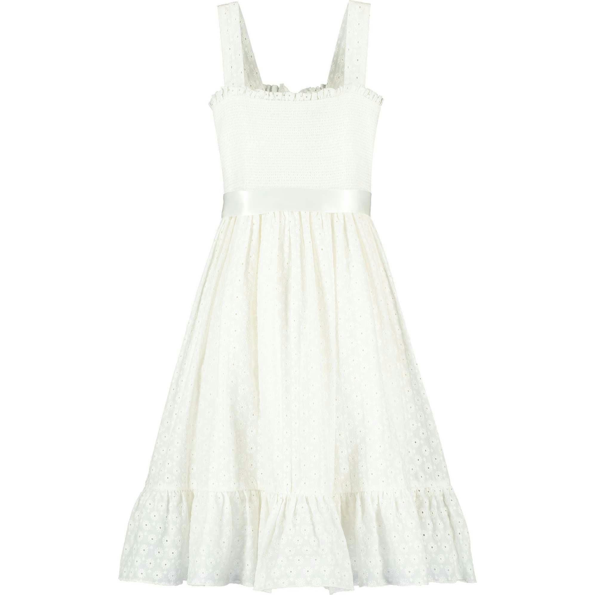 Ava Smocked Embroidered Cotton Girls Occasion Dress