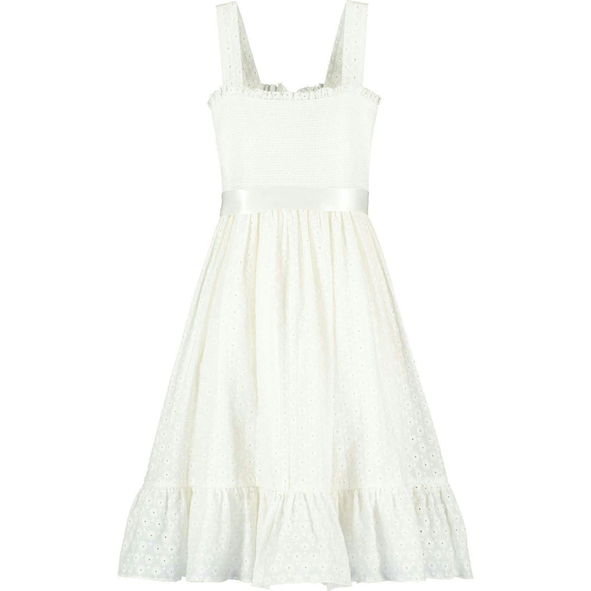 Ava Smocked Embroidered Cotton Girls Occasion Dress