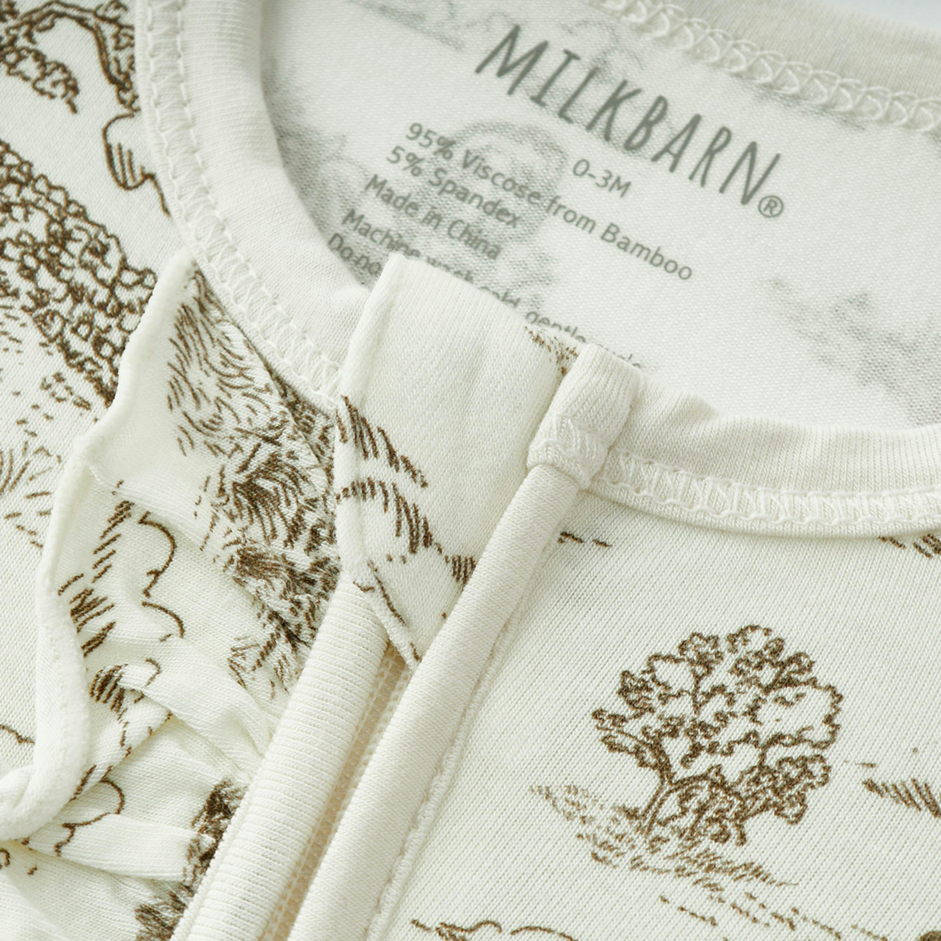 Country Toile Luxe Stretch Ruffle Footed Romper