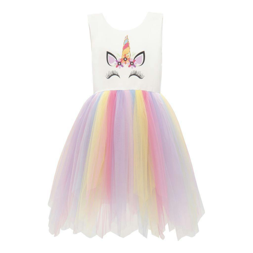 White Unicorn Rainbow Dress – Maisonette White Unicorn Rainbow Dress – Maisonette