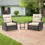 Teamson Home Outdoor Seating Wicker Frame & Wood Armrests Recliner Set in Gray