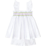 The Harper Set in Classic White with Rainbow Smocking